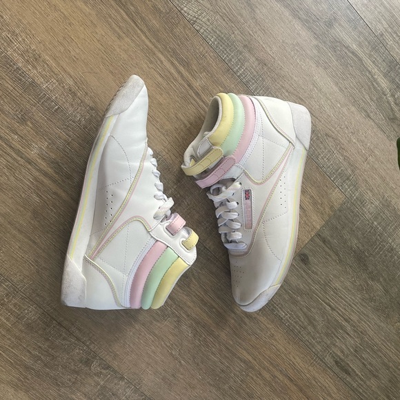 Reebok Shoes Reebok X Glow Freestyle Hi Top Pastel Rainbow